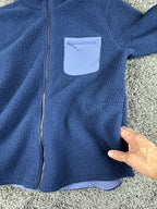 Title Nine Womens Fleece Jacket Size Large Blue Full Zip Chest Pocket Outdoor