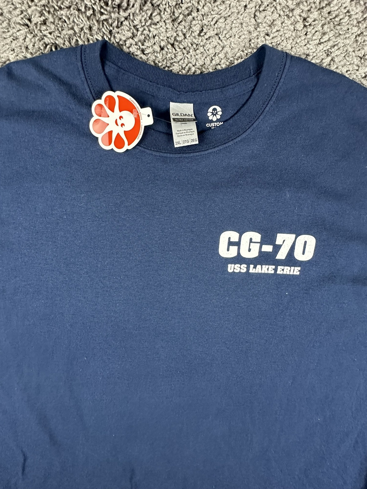 USS Lake Erie CG-70 Mens 2XL Navy Blue US Navy Cruiser Graphic T Shirt NWT