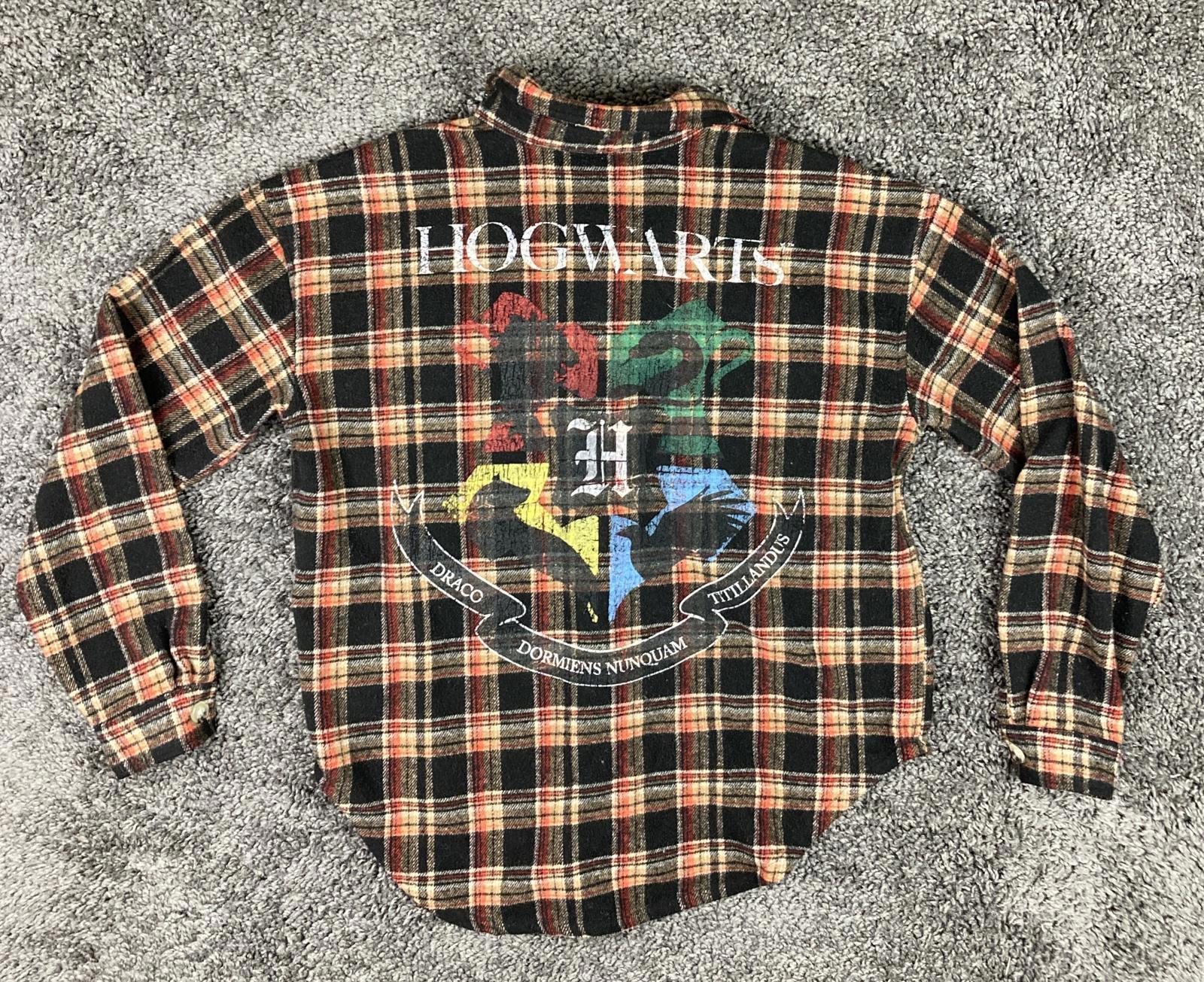 Men’s Harry Potter Hogwarts Plaid Wool Blend Flannel Shirt XS Button Up