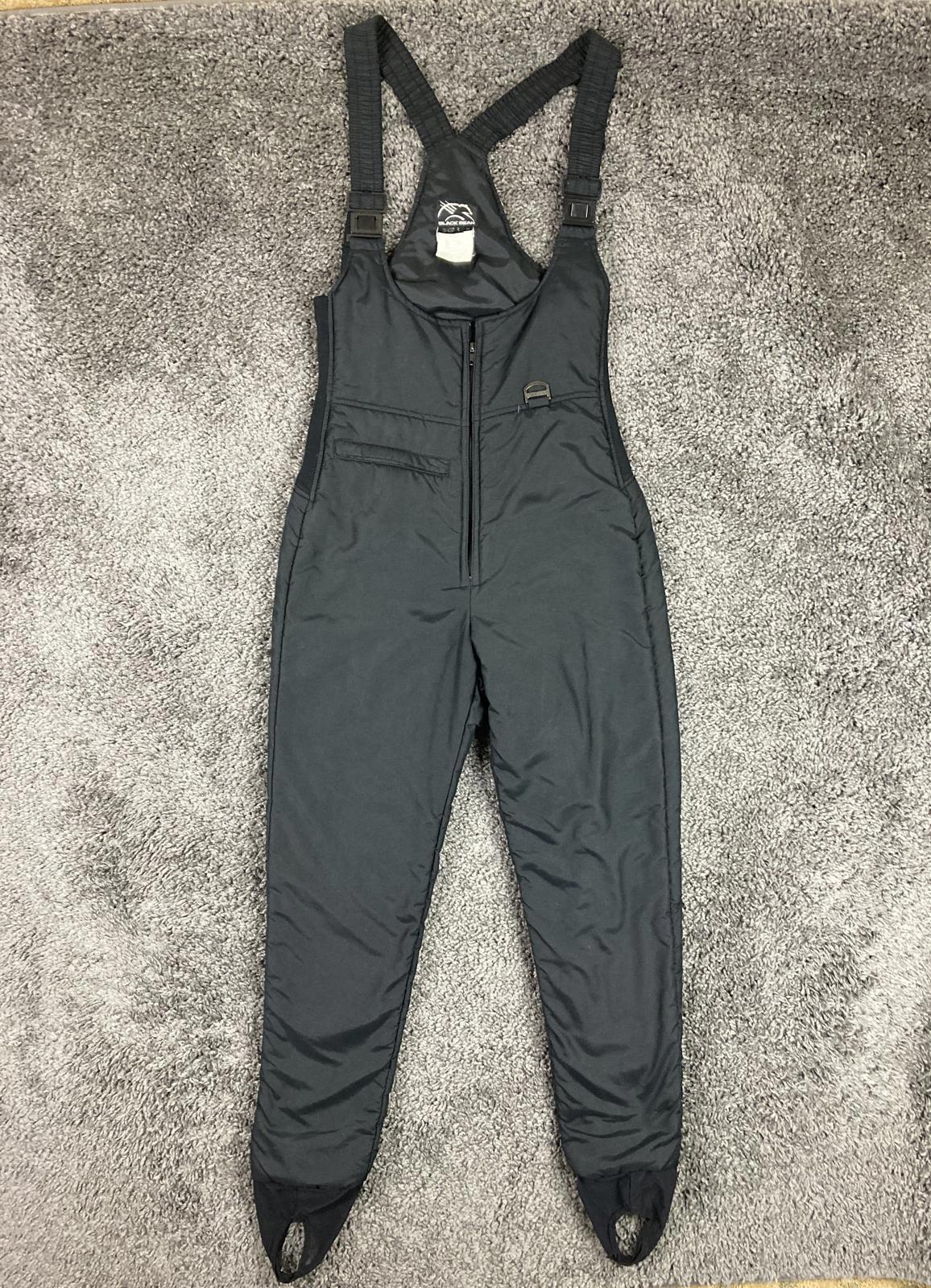VTG Black Bear Insulated Snow Bib Overalls Black Ski Suit Pants Youth/Adult XS