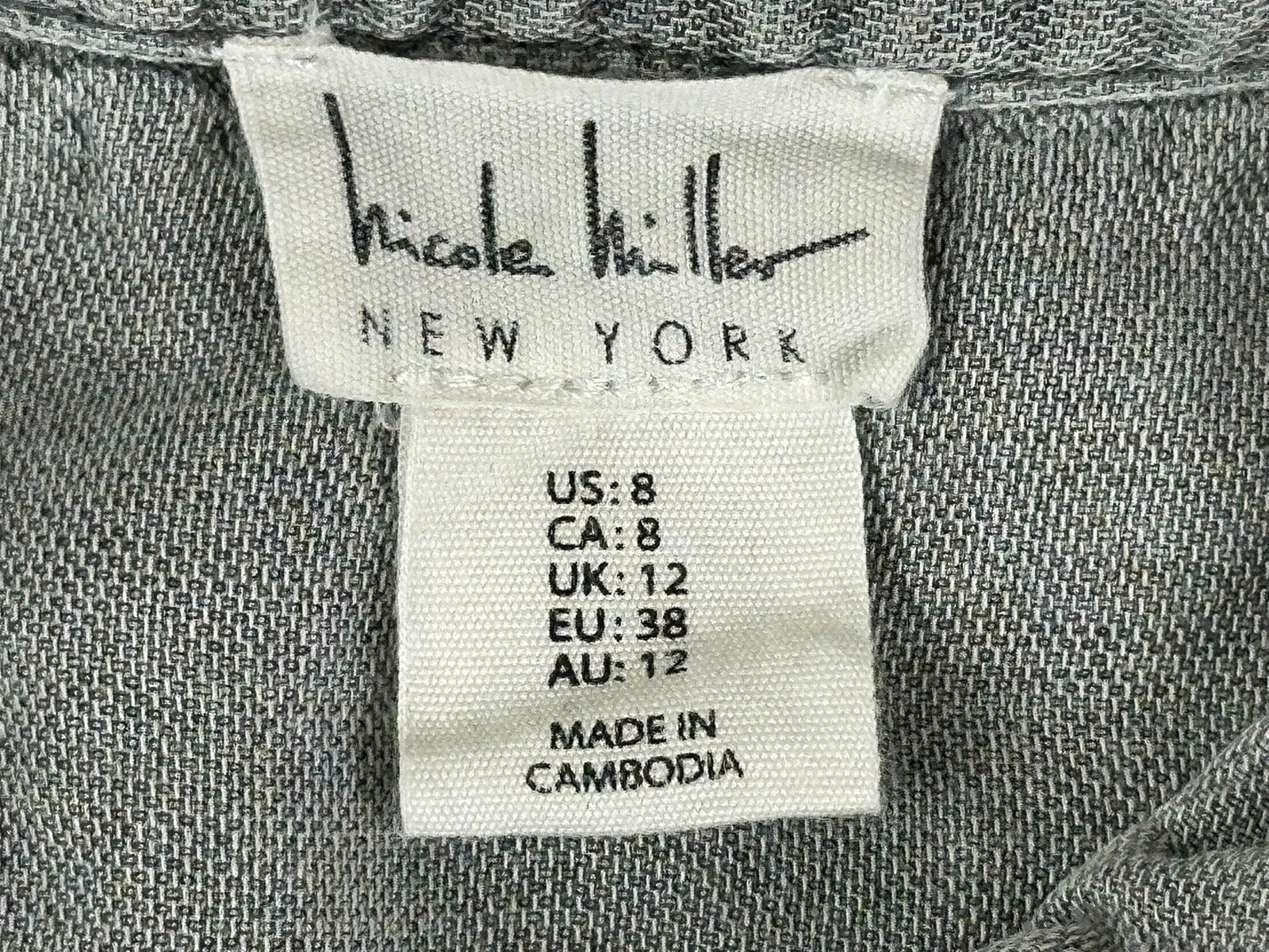 Nicole Miller New York Womens Utility Jumpsuit Size 8 Gray Linen Blend Belted