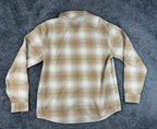 Linksoul Plaid Button Up Shirt Mens XL Tan Cream Long Sleeve