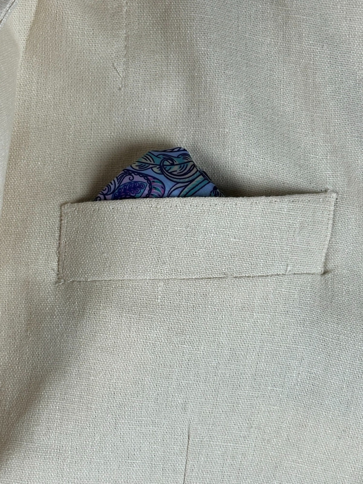 TailorByrd Collection Mens 38R Cream Linen Blend Blazer Paisley Lined Sport Coat