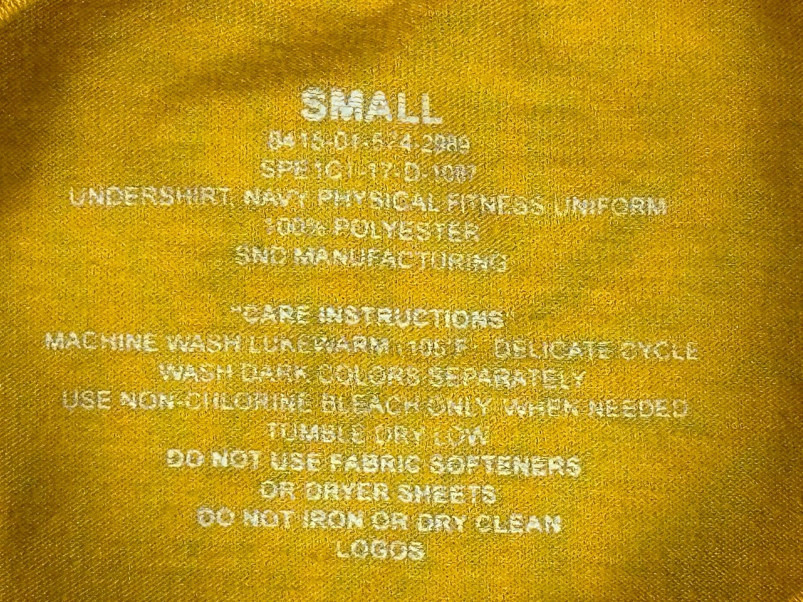 Navy Physical Fitness Uniform Reflective T-Shirt Yellow Small USA Military PT