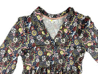 Boden Button Through Jersey Dress US 10R Multicolor Floral V-Neck Long Sleeve