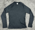 CHANEL Uniform 19P Black Wool Blend Knit Sweater CC Logo Shoulder Buttons Small