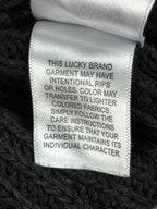 Lucky Brand Mens Medium Charcoal Acid Wash Ribbed Cotton Crewneck Sweater
