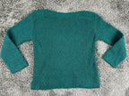 Leith Womens M Teal Green Ribbed Knit Boat Neck Long Sleeve Pullover Sweater