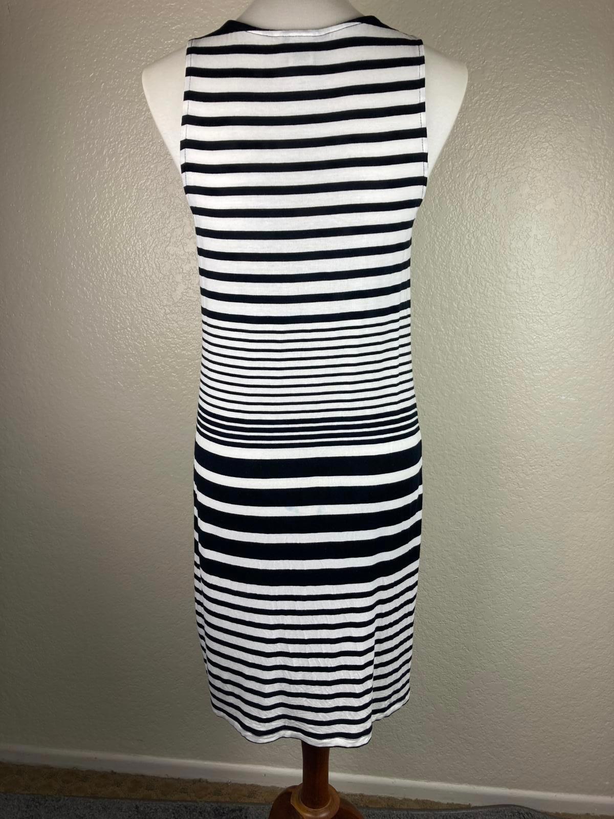 Tommy Bahama Dress Black White Striped Lace-Up Pockets Tank Women’s Small