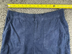 Nicole Miller New York 100% Linen Shorts M Navy Blue Patch Pocket Elastic Waist