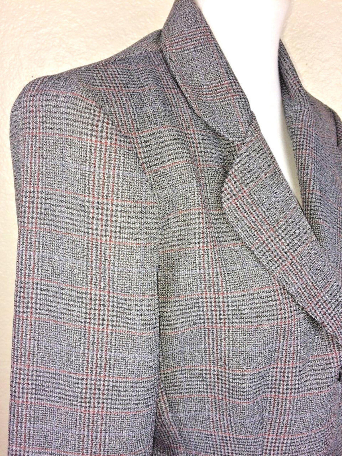 Alfred Dunner Womens Maroon Gray Tweed Jacket Blazer Unlined Size 10