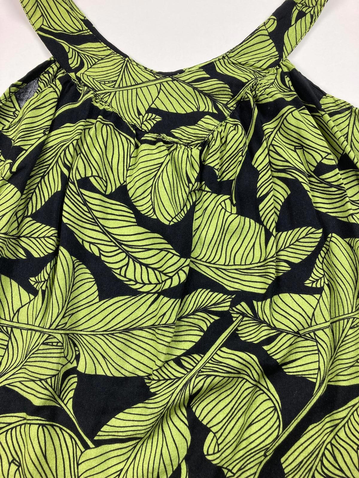 Hula Bay Green Leaf Print Sleeveless Rayon Tunic Women’s Size S-6