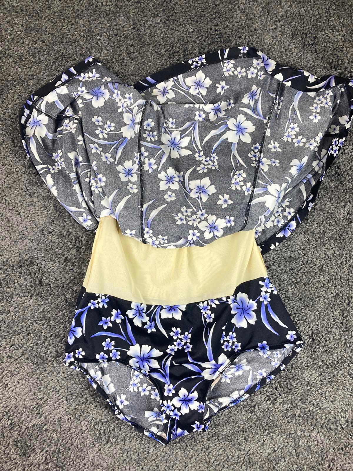 Maxine of Hollywood Women Floral Swim Suit Dress Black Purple Size 18