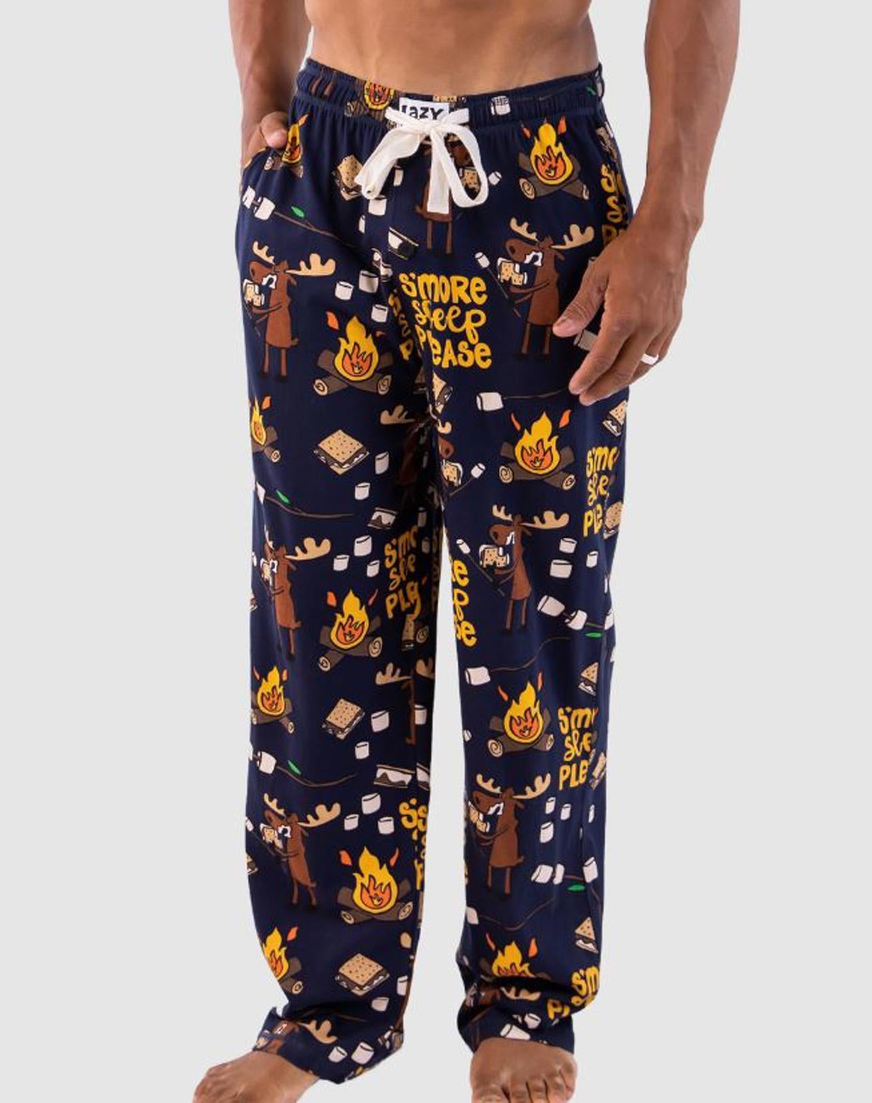 LazyOne Men’s XS Pajama Pants Navy S’more Sleep Please Camping 100% Cotton