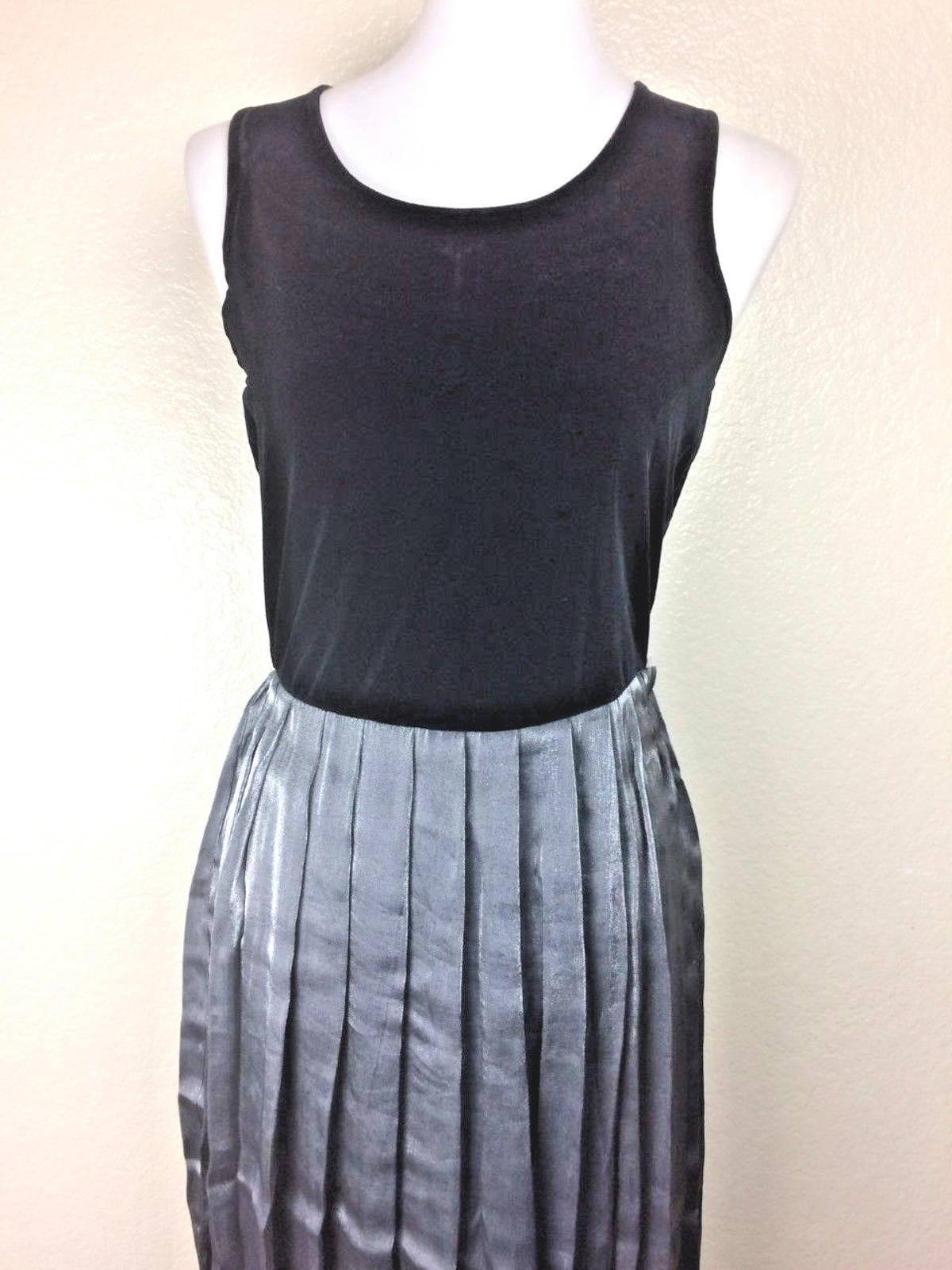 Hillard & Hanson Womens Black Silver Velvet Pleated Dress Jacket Set Sz 8 Formal