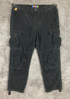 Empyre Relax Black Corduroy Cargo Pants Men's Loose Fit Baggy Skater Size 38x30