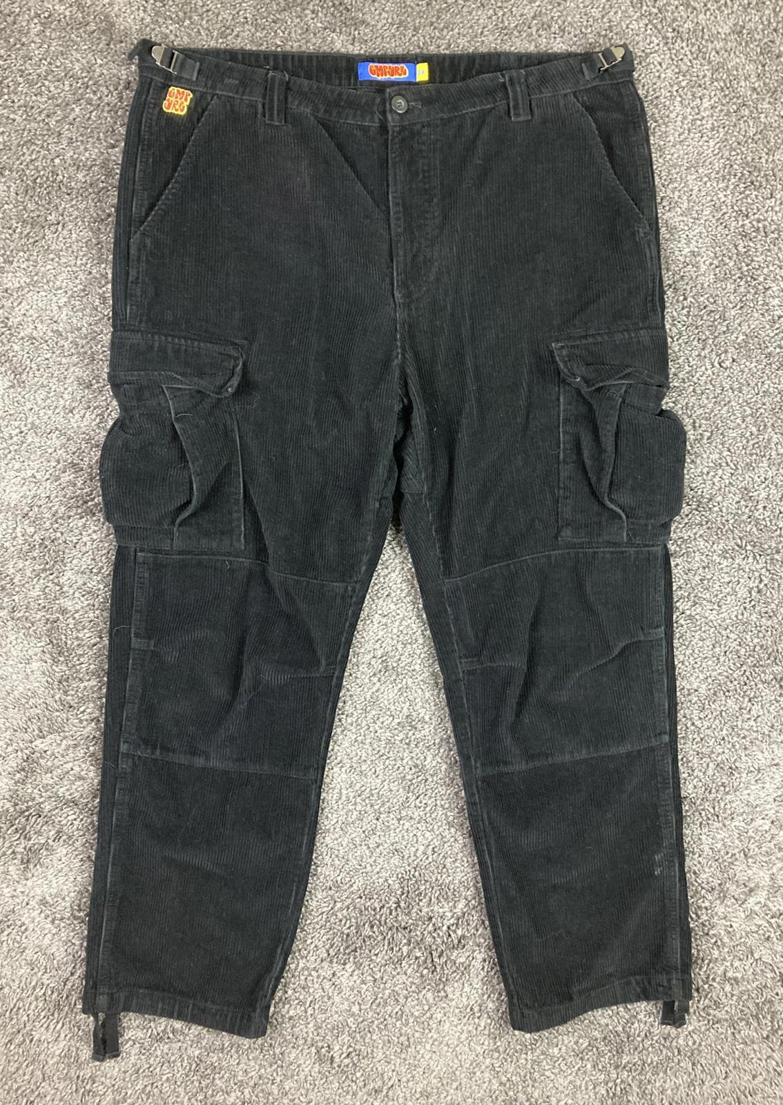 Empyre Relax Black Corduroy Cargo Pants Men's Loose Fit Baggy Skater Size 38x30