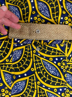 Taaluma Ivory Coast Tote Backpack Blue Yellow Burlap Size 17x13x6