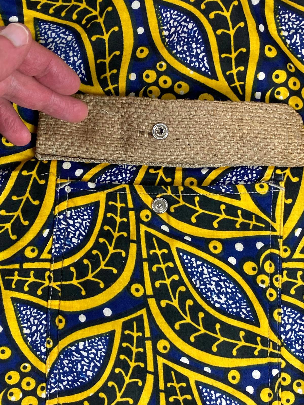 Taaluma Ivory Coast Tote Backpack Blue Yellow Burlap Size 17x13x6