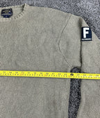 Vtg Faconnable Sweater Mens XL Tan Beige Heavy Cotton Knit Sleeve Patch Pullover