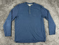 LL Bean Mens Large Tall Blue Long Sleeve Henley Shirt Chest Pocket Textured Knit