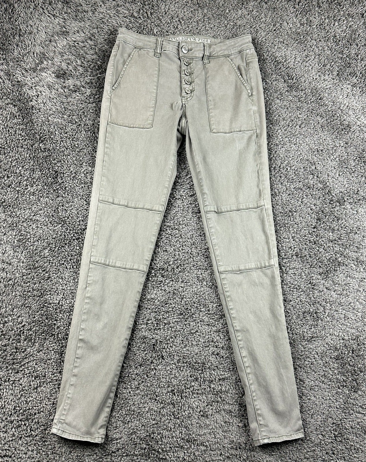 American Eagle  Sateen X Jegging Pants Size 8 Long Olive Green Super Stretch