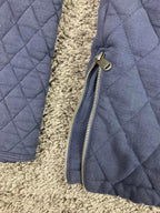 Athleta Puffer Sweatshirt Womens SP Navy Blue Crewneck Side Zips