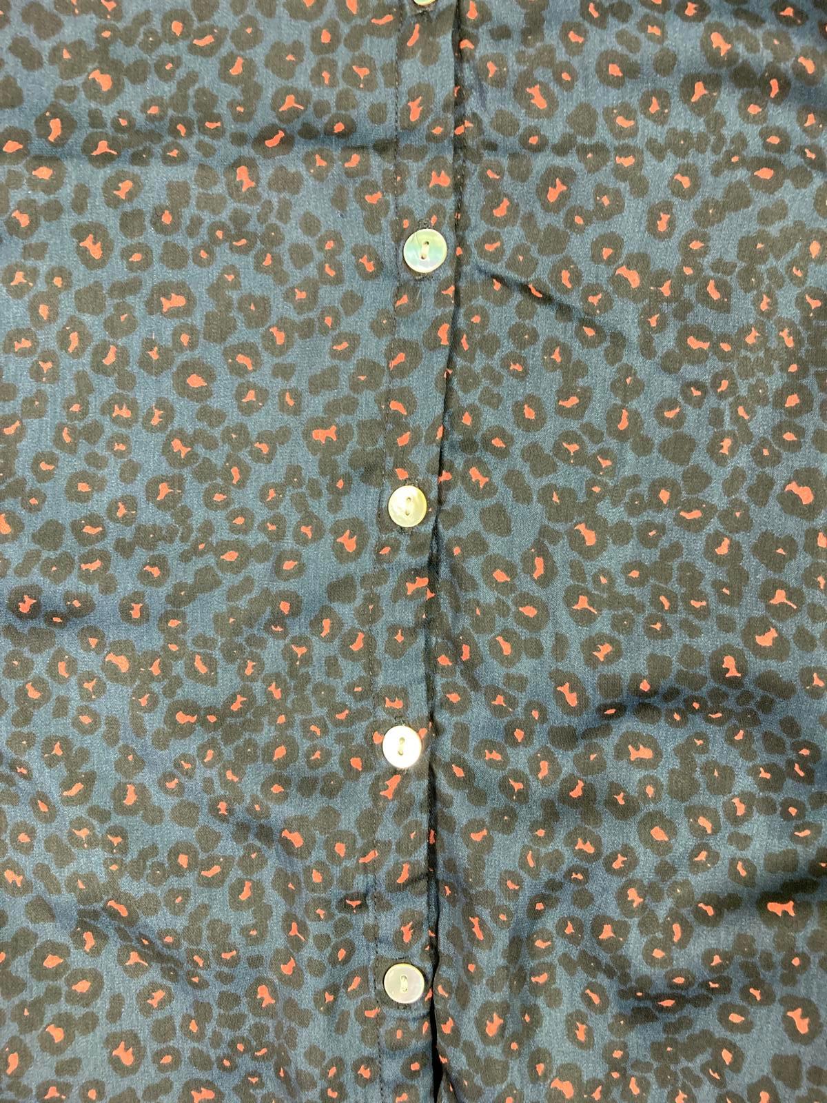 Dolan Collection By Anthropologie Navy Button Front Leopard Blouse Size Large