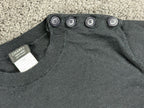 CHANEL Uniform 19P Black Wool Blend Knit Sweater CC Logo Shoulder Buttons Small