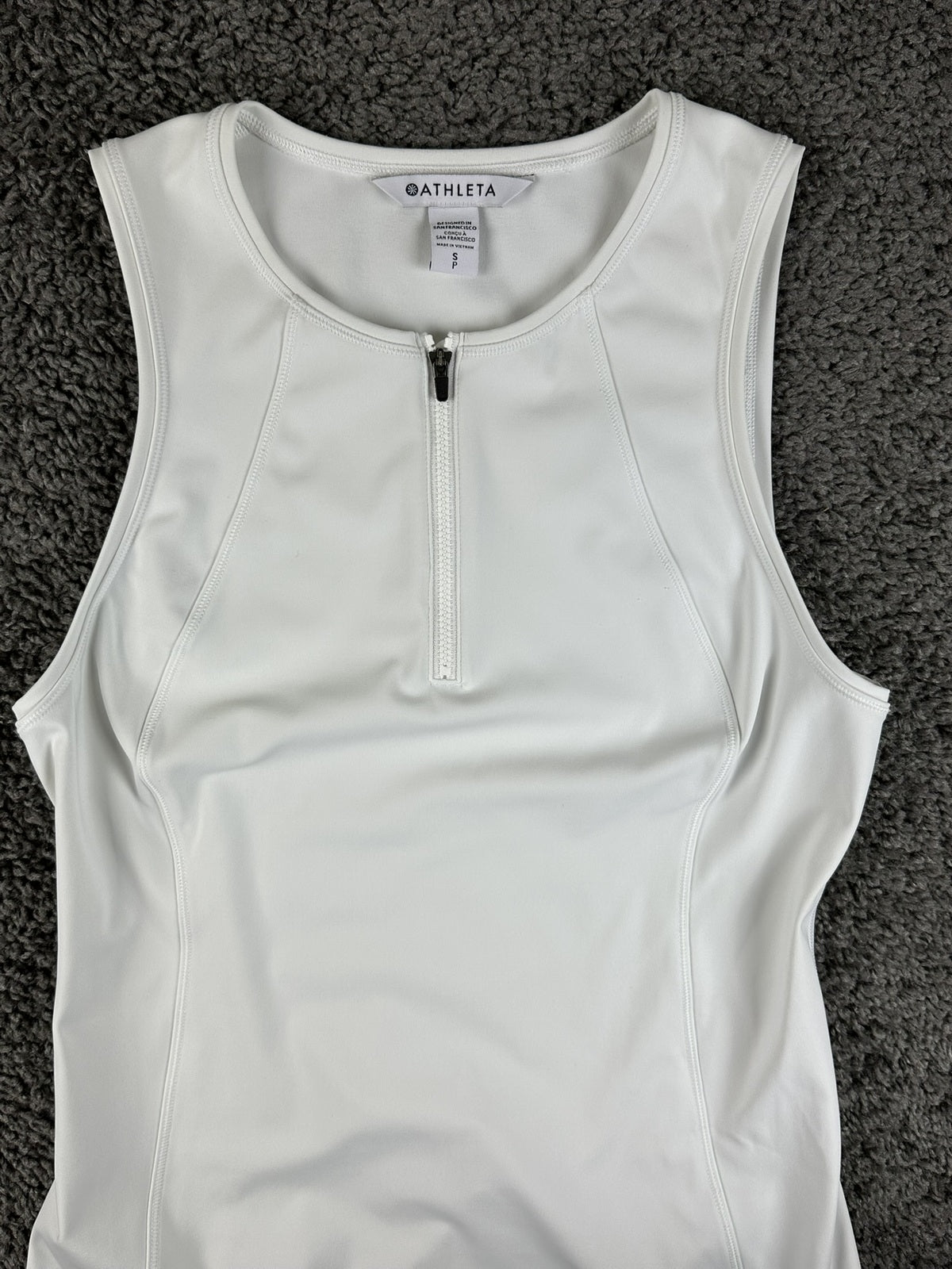 Athleta Ace Tennis Dress Womens White 1/4 Zip Golf Pickleball Stretch Sz SP