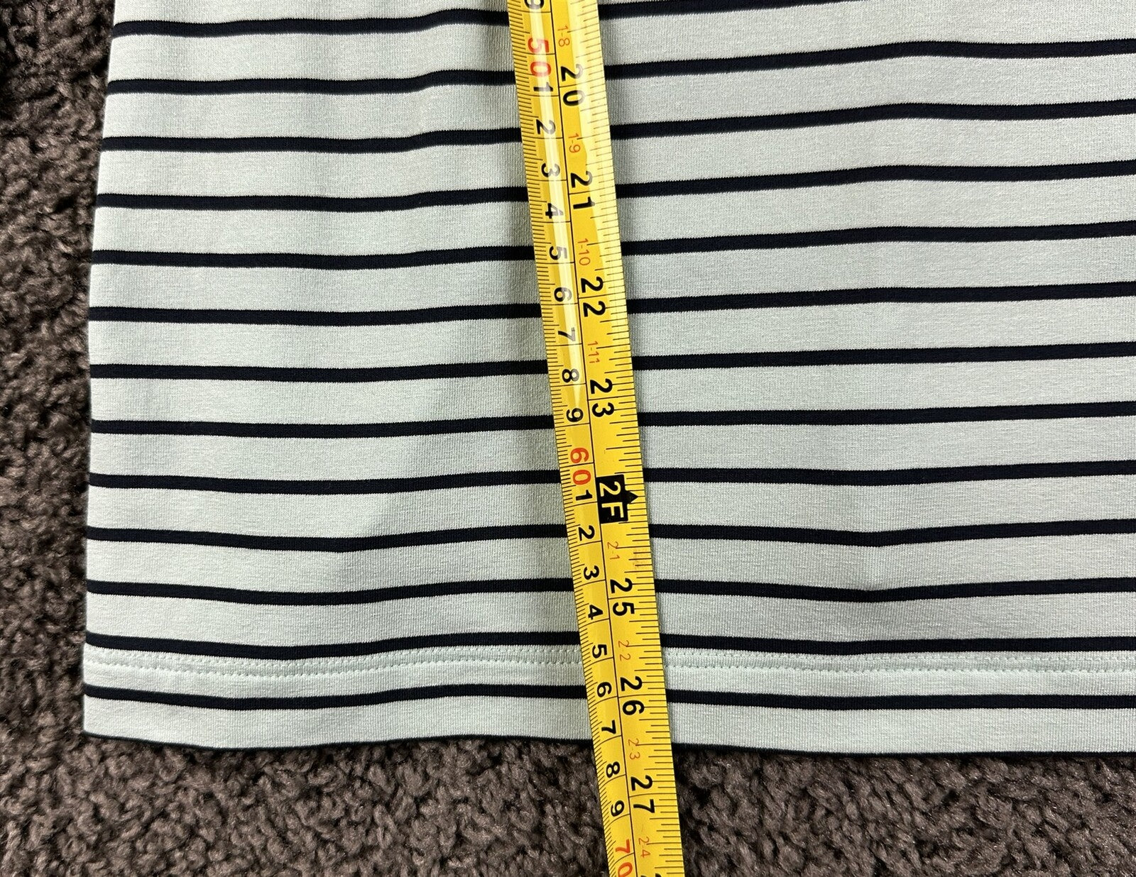 J.Jill Wearever Striped Top Womens Large Aqua Navy Button Cuff 3/4 Sleeve NWT
