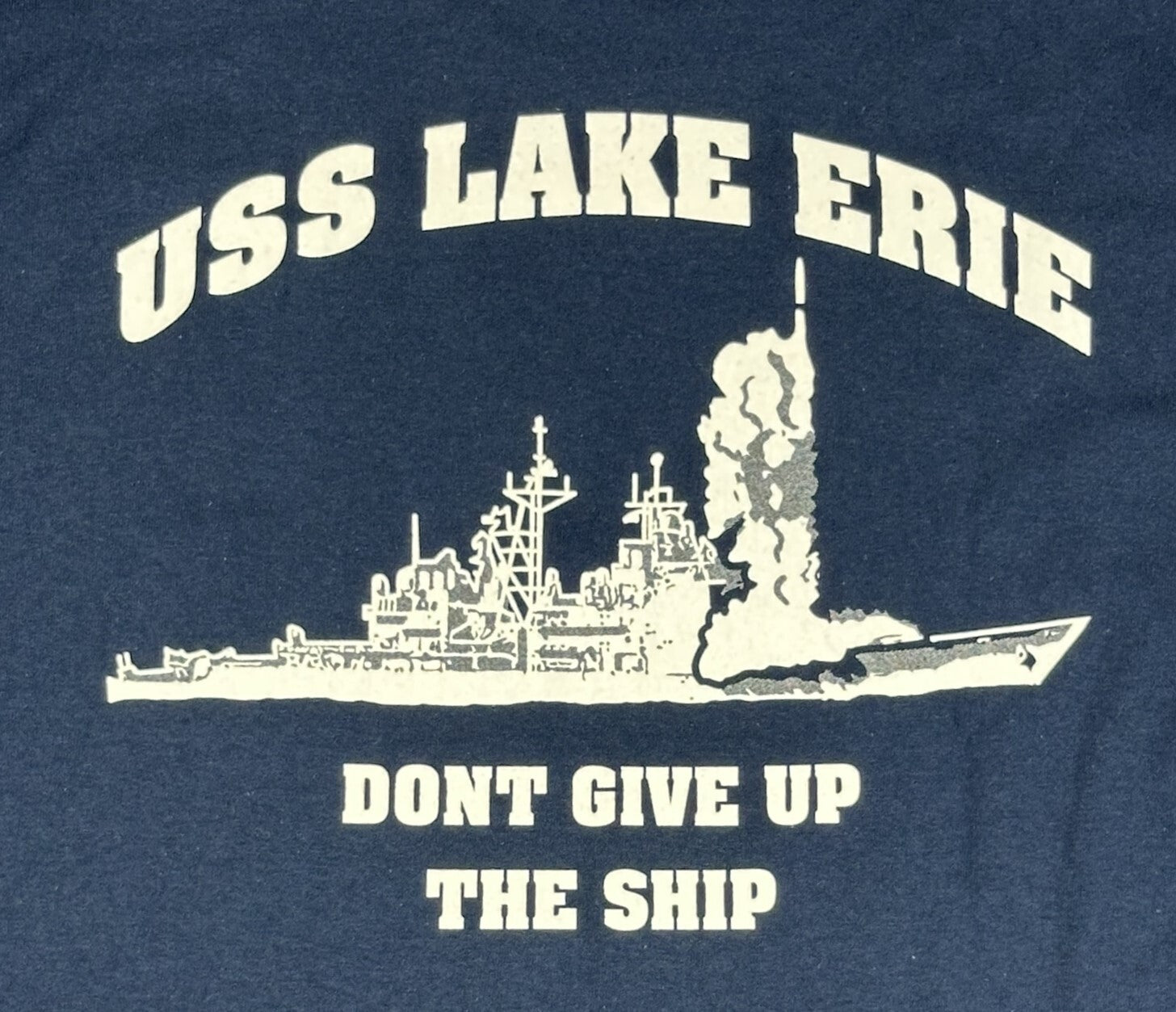 USS Lake Erie CG-70 Mens 2XL Navy Blue US Navy Cruiser Graphic T Shirt NWT