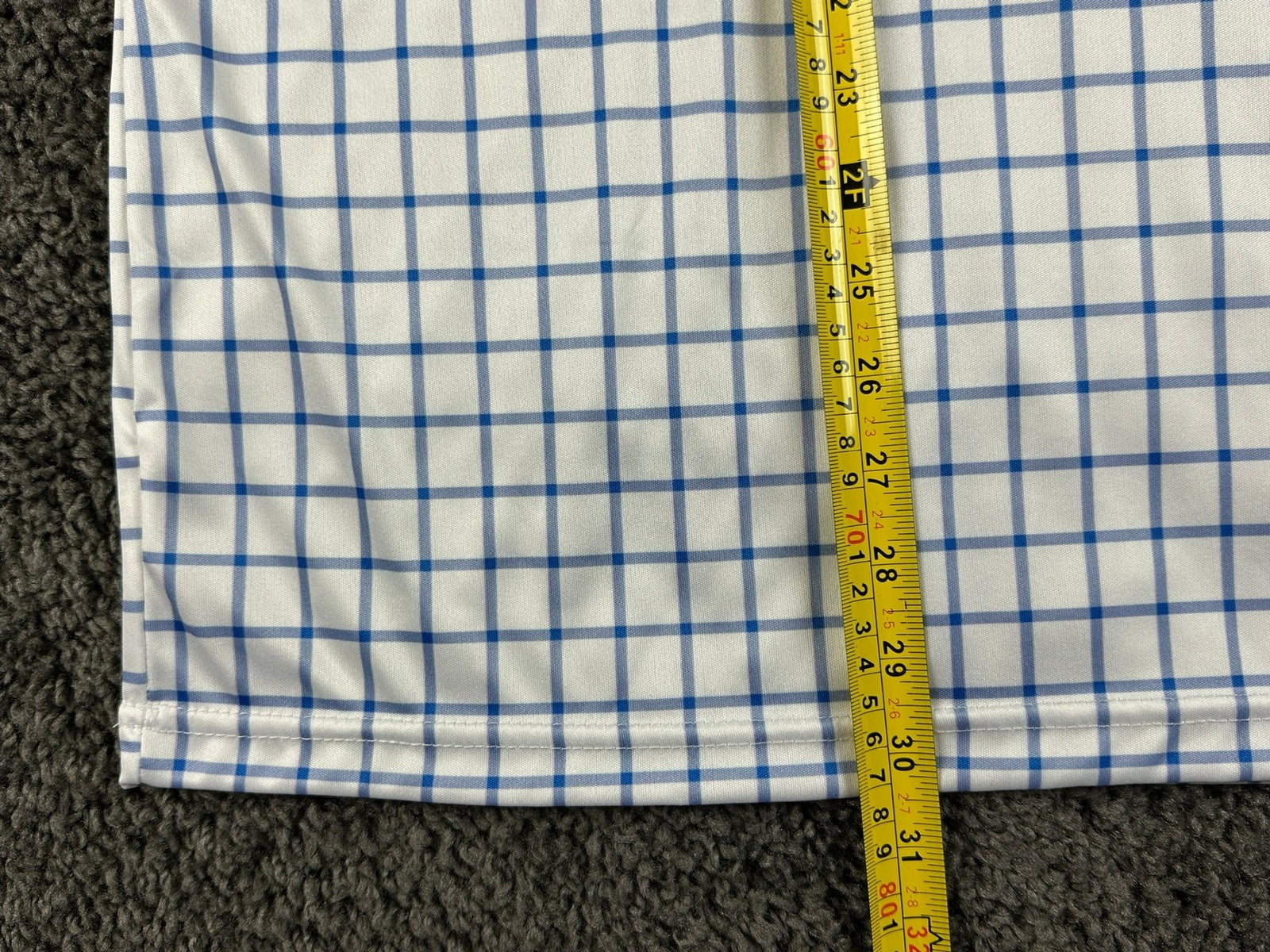 Collars & Co Dress Collar Polo Mens Large L Blue Grid Check Golf Performance