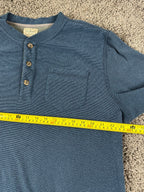 LL Bean Mens Large Tall Blue Long Sleeve Henley Shirt Chest Pocket Textured Knit