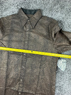 Rock Roll n Soul Mens Snakeskin Print Shirt Black Gold Button Up Shirt M NWT