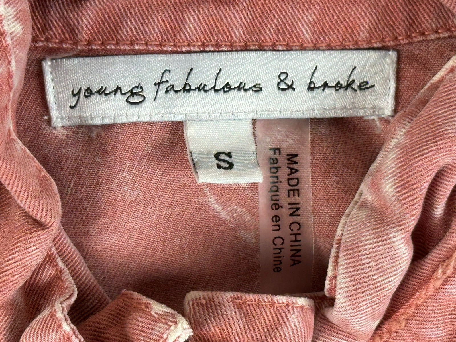 Young Fabulous & Broke Womens Shirt Dress Small Pink Mineral Wash Ruched Tencel