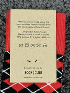 Sock Club Men Crew Socks Red Black Argyle CACI Ever Vigilant Military Cotton USA