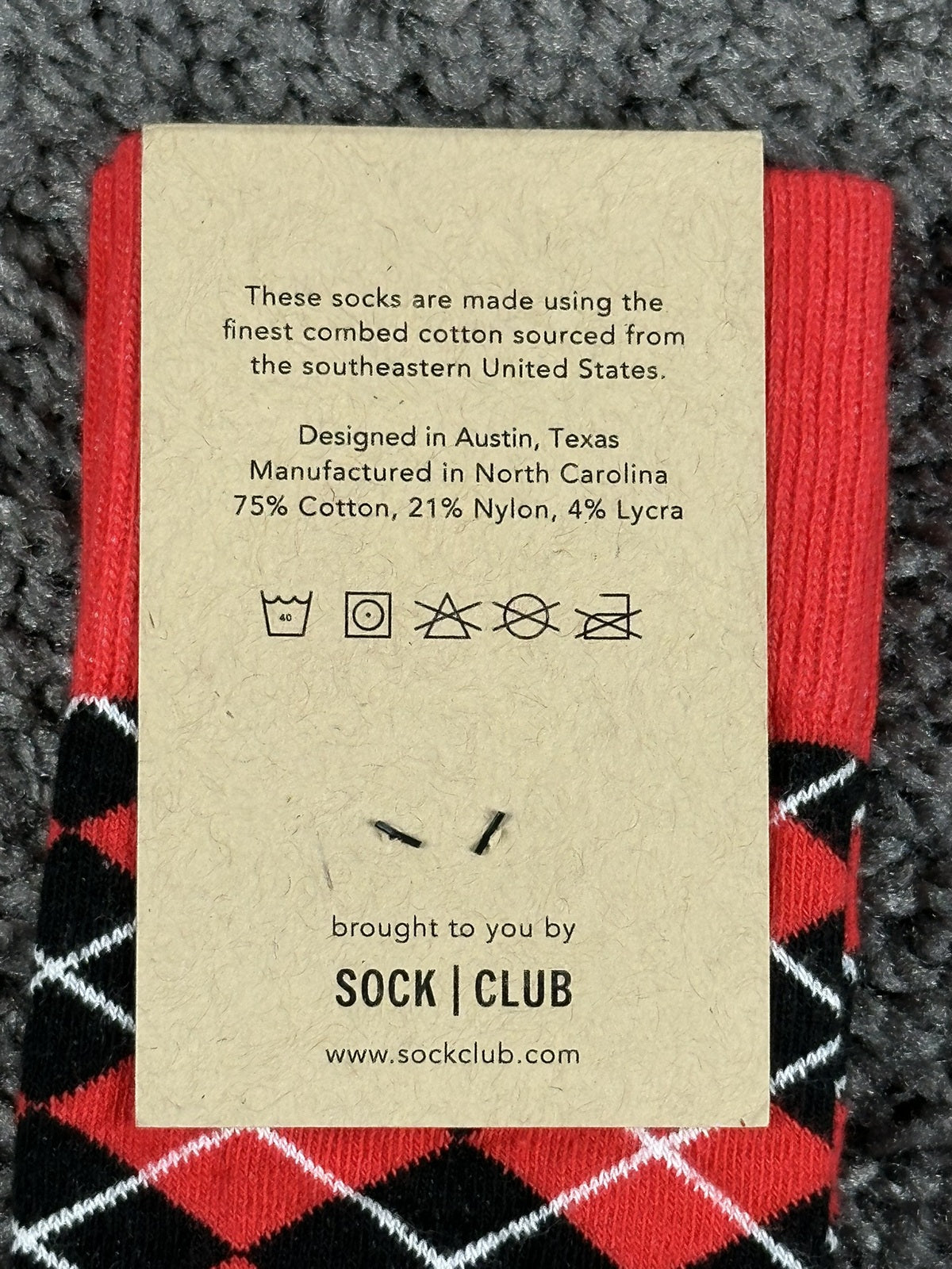 Sock Club Men Crew Socks Red Black Argyle CACI Ever Vigilant Military Cotton USA