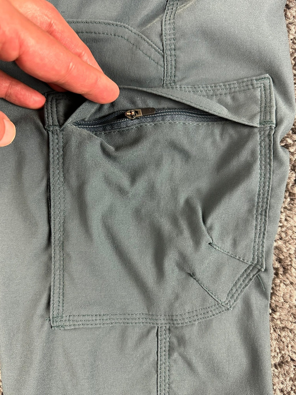 prAna Stretch Zion Slim Fit Pants Mens 30x30 Hiking Cargo Belted Teal