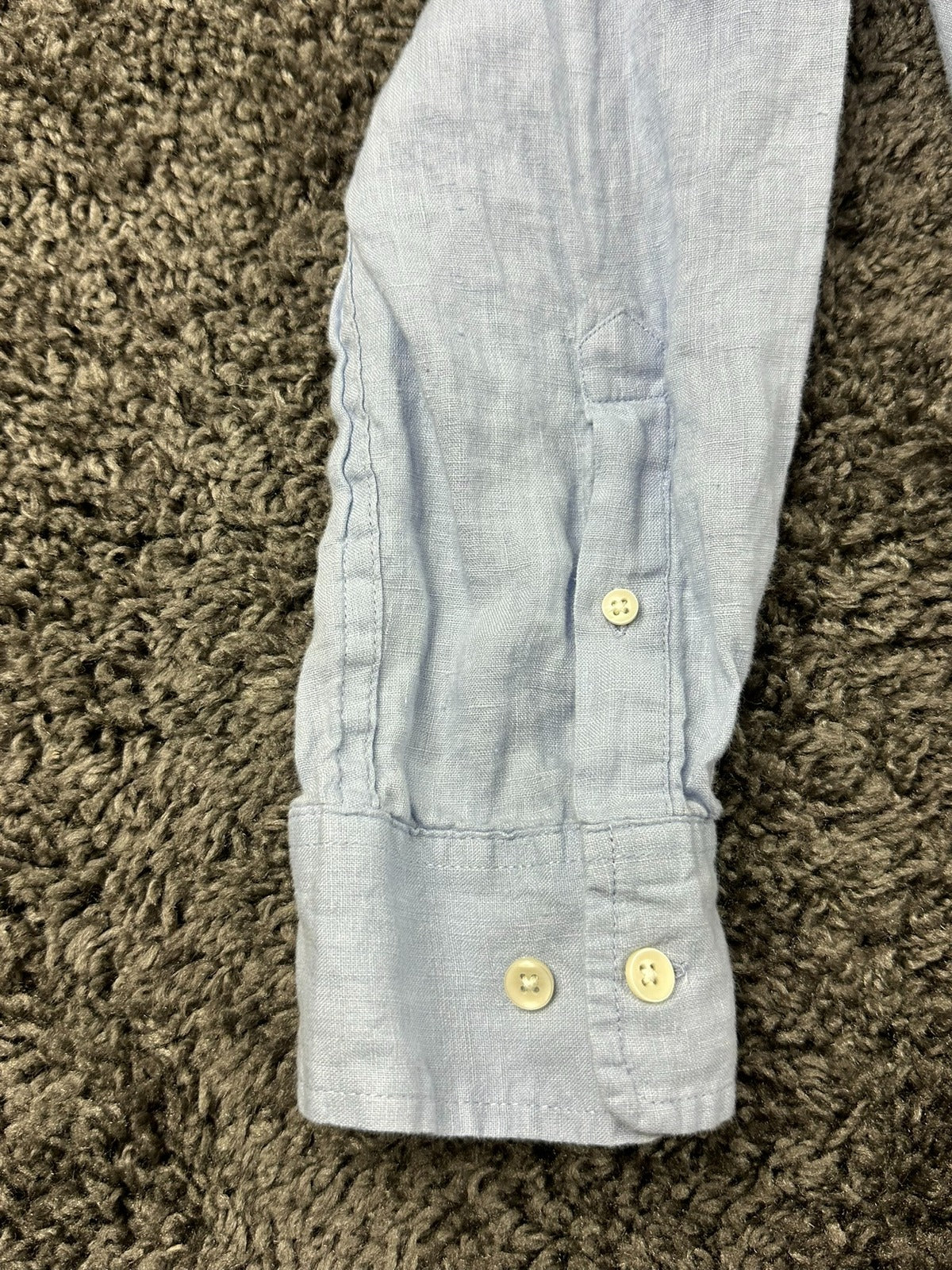 Club Room Mens 100% Linen Shirt XXL 2XL Light Blue Long Sleeve Button Front