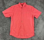 RailRiders Wayfarer Shirt Mens Large Coral Red Short Sleeve Travel Hiking UPF 30