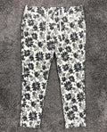 Topvalu Floral Skinny Pants Womens White Black Stretch 31x24
