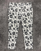 Topvalu Floral Skinny Pants Womens White Black Stretch 31x24