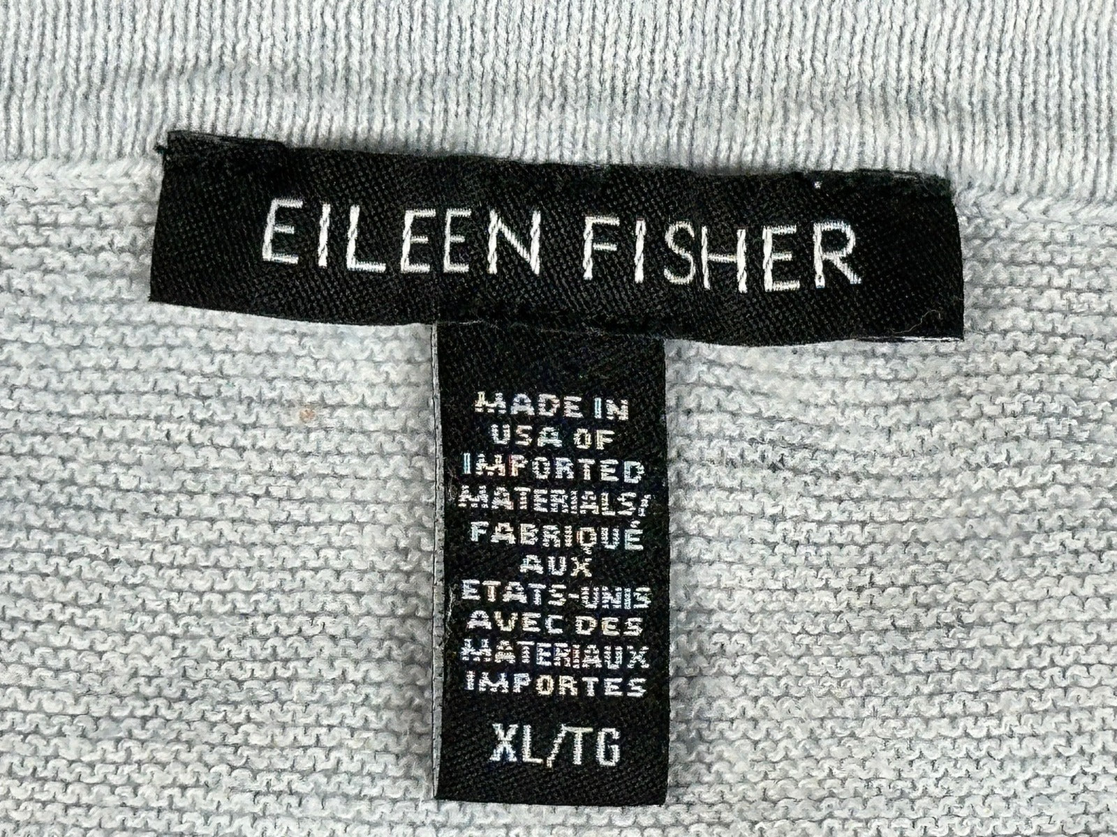 Eileen Fisher Organic Cotton Silk Blend Tunic Sweater Womens XL Gray Crewneck