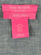 Isaac Mizrahi New York 100% Linen Top XL Light Blue Short Sleeve V-Neck Blouse