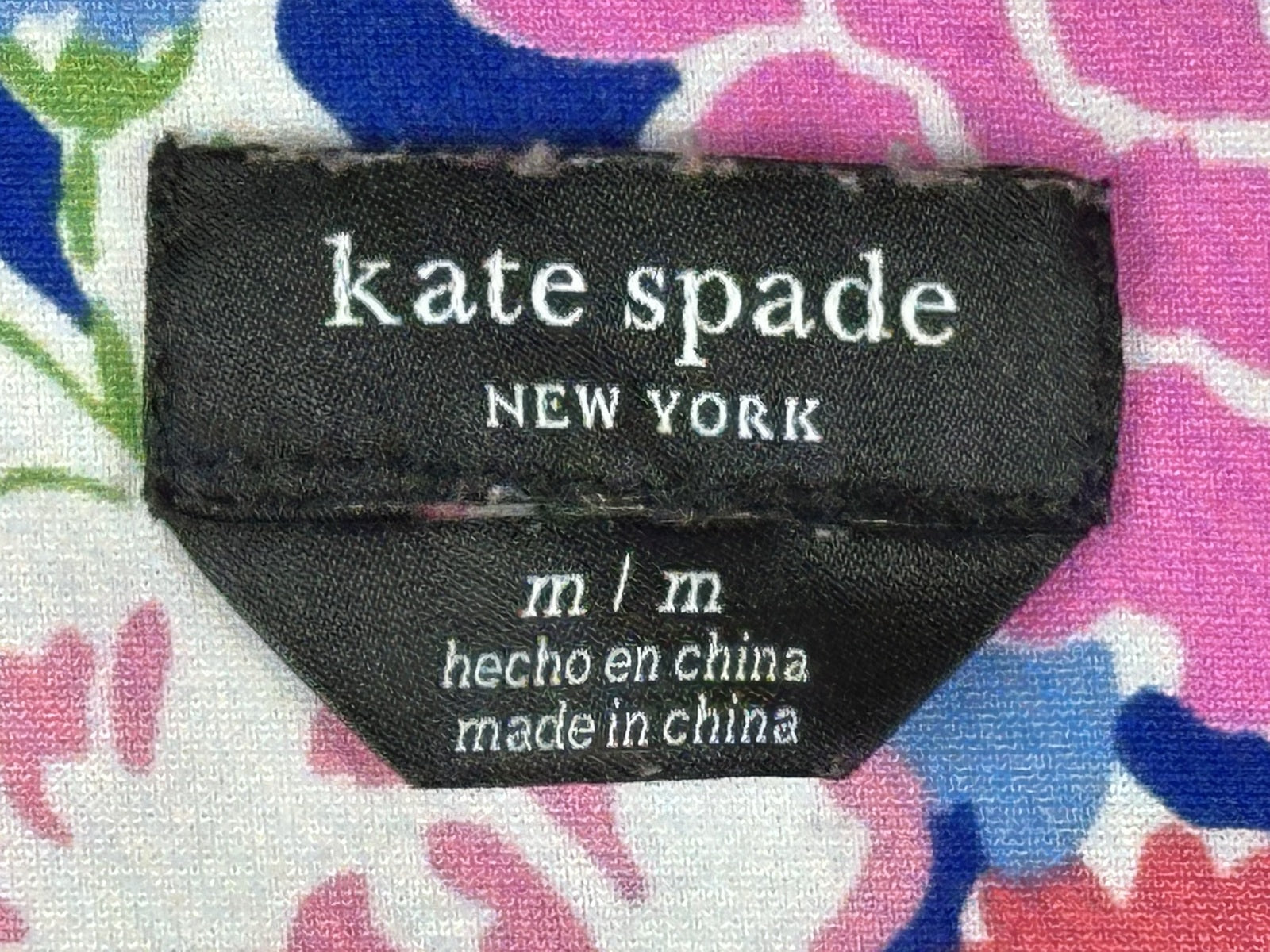 Kate Spade New York Womens Floral Pajama Top Pink Stretch Short Sleeve Sz M