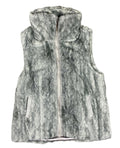 Catherine Malandrino Grey Faux Fur Vest Mock Neck Zip Plush Gilet Soft Sz S/P