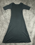 Indigenous Organic Cotton Scoop Neck Half Sleeve Midi Maxi Dress Black S Peru