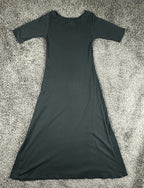 Indigenous Organic Cotton Scoop Neck Half Sleeve Midi Maxi Dress Black S Peru