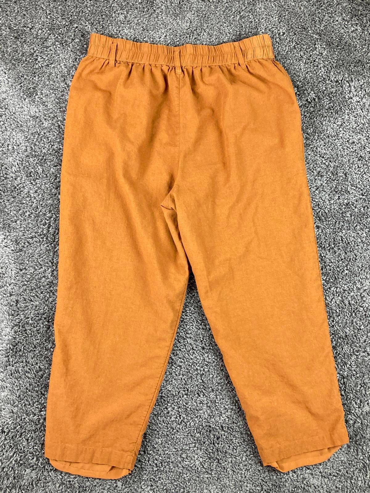American Eagle Linen Blend Lined Pants Womens Rust Orange Elastic Waist Sz L